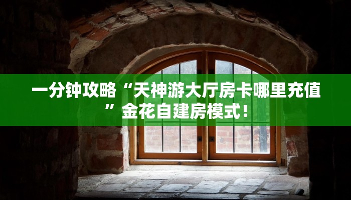 一分钟攻略“天神游大厅房卡哪里充值”金花自建房模式! 一分钟攻略“天神游大厅房卡哪里充值”金花自建房模式!