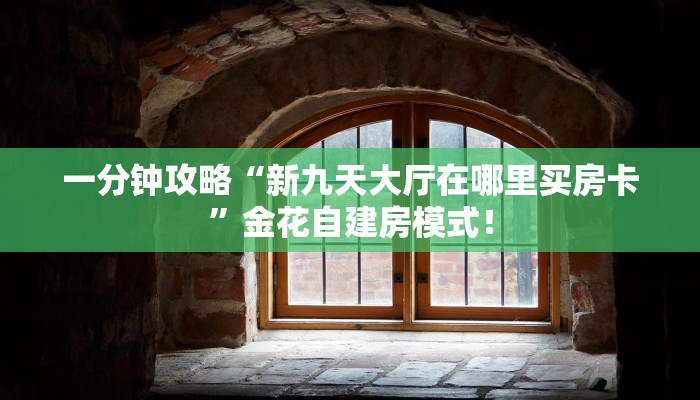 一分钟攻略“新九天大厅在哪里买房卡”金花自建房模式! 一分钟攻略“新九天大厅在哪里买房卡”金花自建房模式!